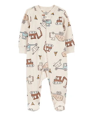 Baby Construction 2-Way Zip Ribbed Sleeper pyjamas