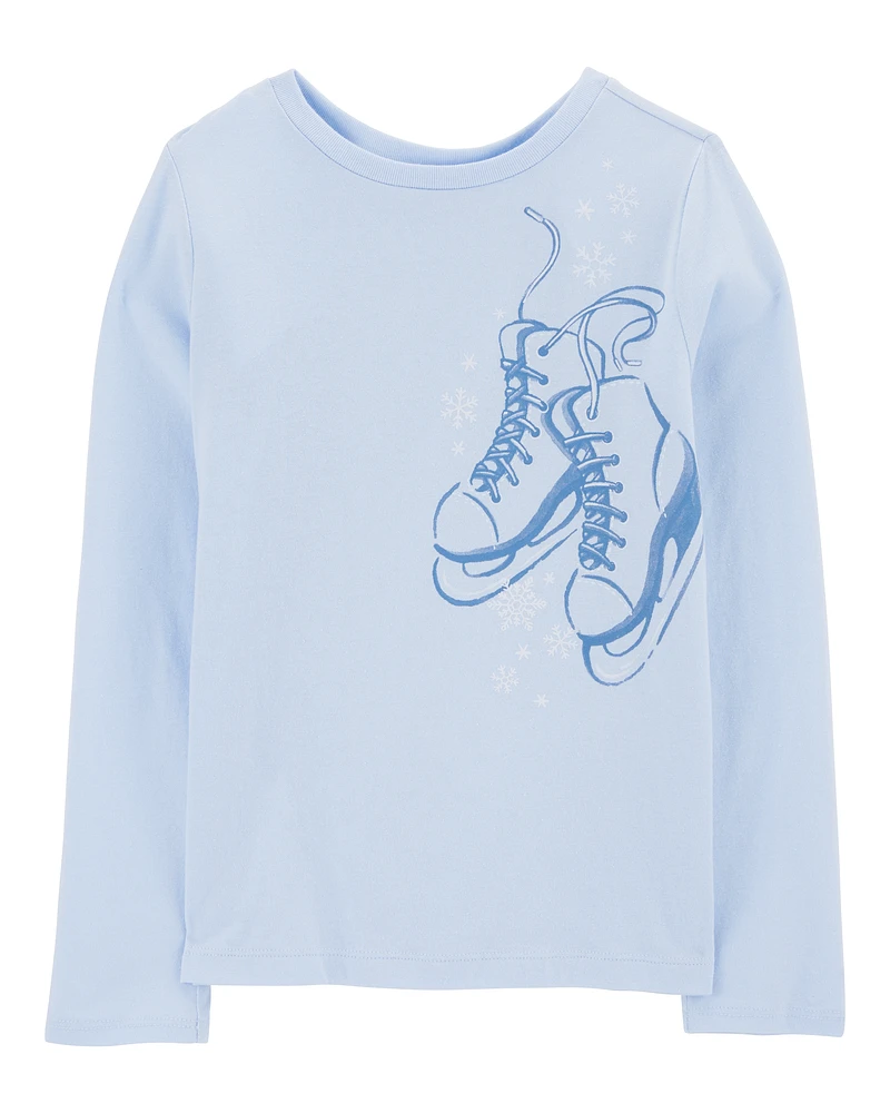 Kid Ice Skates Long-Sleeve Graphic Tee