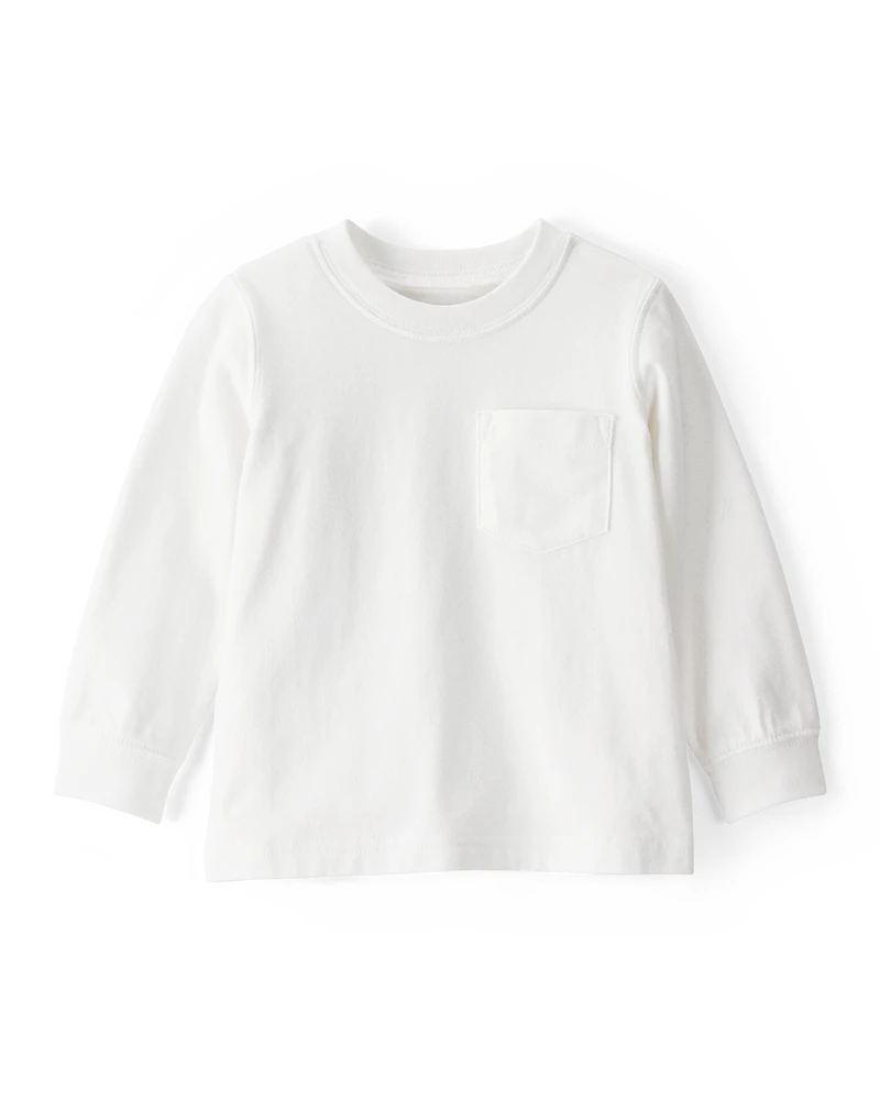 Long-Sleeve Pocket Tee - White