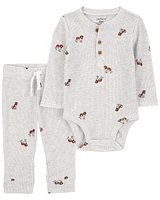 Baby 2-Piece Dog Hooded Bodysuit Pant Set