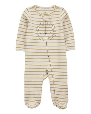 Lion Striped 2-Way Zipper Cotton Sleeper pyjamas