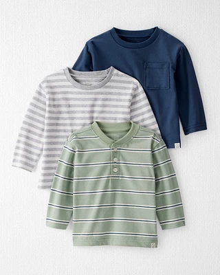 Baby 3-Pack Organic Cotton Long-Sleeve Stretch Jersey Tees