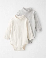 Baby Organic Cotton Rib Mock Neck Bodysuits