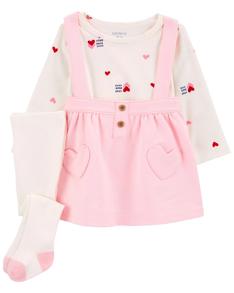 Baby 3-Piece Heart Print Jumper Set