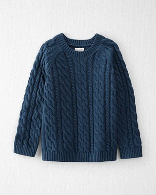 Kid Organic Cotton Cable Knit Sweater Dark Sea Blue