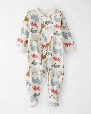 Baby Organic Cotton Sleeper Pyjamas Wildlife Animals