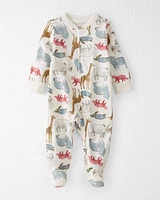 Baby Organic Cotton Sleeper Pyjamas Wildlife Animals