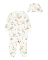 Baby 2-Piece 2-Way Zip Sleeper & Headwrap Set
