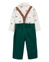 Baby 3-Piece Christmas Tree Bodysuit & Pants Set