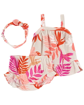 3-Piece Floral Crinkle Jersey Set