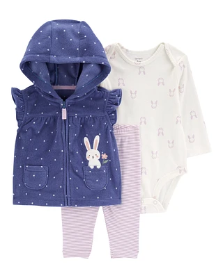 Baby 3-Piece Bunny Fleece Little Vest Set