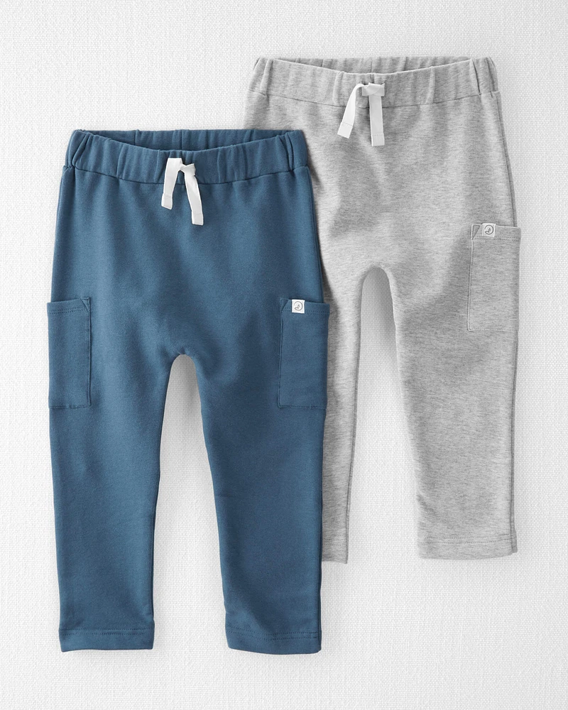 Toddler 2-Pack Organic Cotton Pants - Deep Teal/Heather Grey