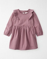 Toddler Long-Sleeve Ruffle Dress Made with Organic Cotton Desert Mauve