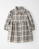 Baby Organic Cotton Herringbone Button-Front Dress Plaid