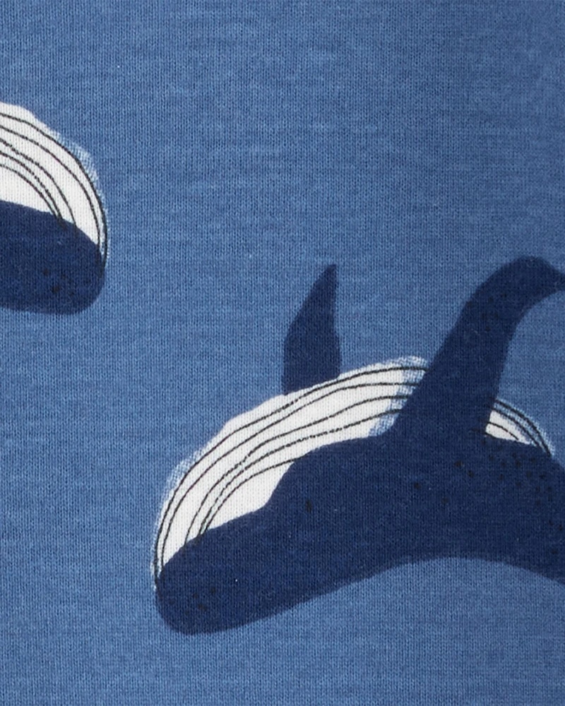 Baby Whale Print Snug Fit Cotton 1-Piece Pyjamas