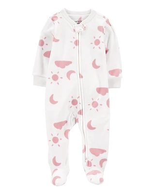 Baby Sky Print Fleece Zip-Up Footie Sleeper Pyjamas