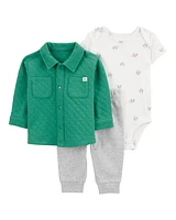 Baby 3-Piece Quilted Little Cardigan Set