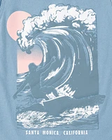 Kid Wave Graphic Surf Tank - Blue