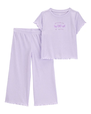 Toddler 2-Piece Butterfly Loose Fit Pyjamas - Purple