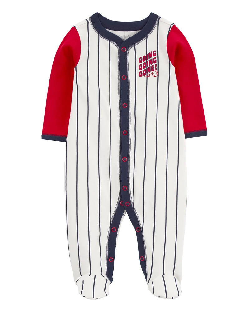 Baby Baseball Snap-Up Cotton Sleeper