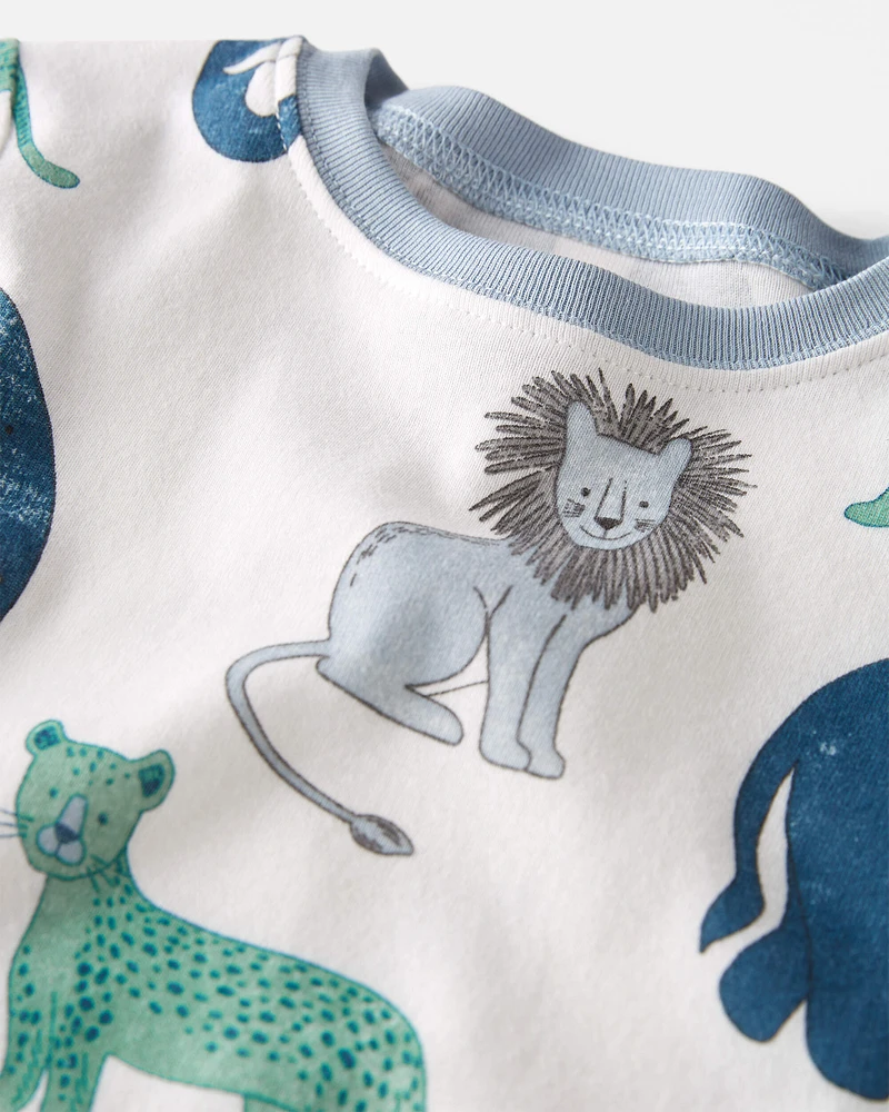 Toddler Organic Cotton Pyjamas Set Wildlife Print