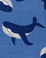Toddler Whale Striped Snug Fit Cotton 4-Piece Pyjamas