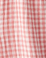 Toddler Organic Cotton Gauze Gingham Jumpsuit