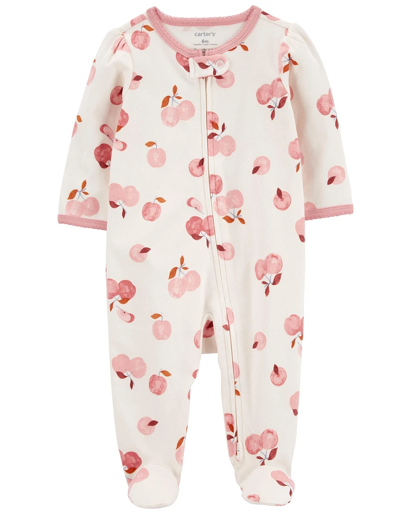 Apple Print 2-Way Zip Cotton Sleeper