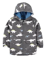 Toddler Dinosaur Colour Changing Rain Jacket - Grey