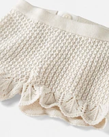 Baby 2-Piece Organic Cotton Crotchet Knit Set-Cream