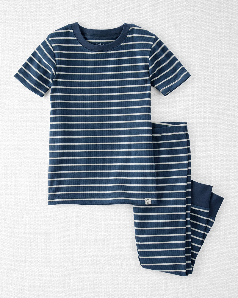 Toddler Organic Cotton Pyjama Set Stripes-Blue