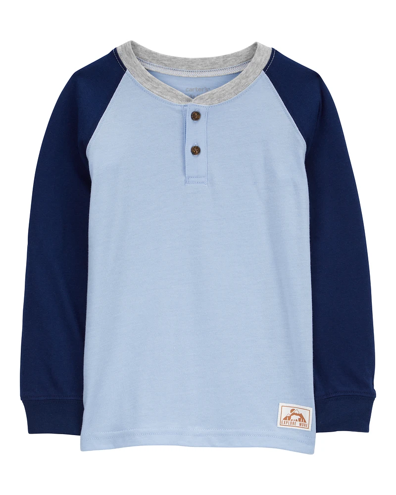 Toddler Raglan-Sleeve Henley Tee