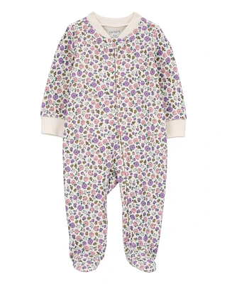 Baby Floral 2-Way Zip Cotton Sleeper Pyjamas