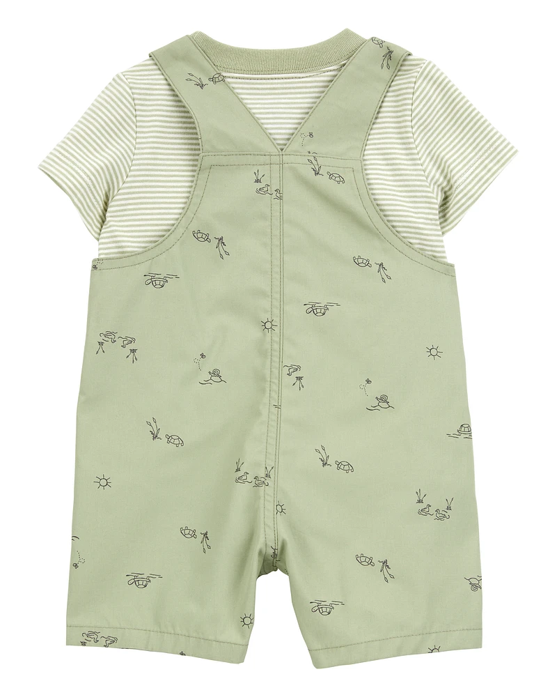Baby 2-Piece Tee & Shortall Set - Olive