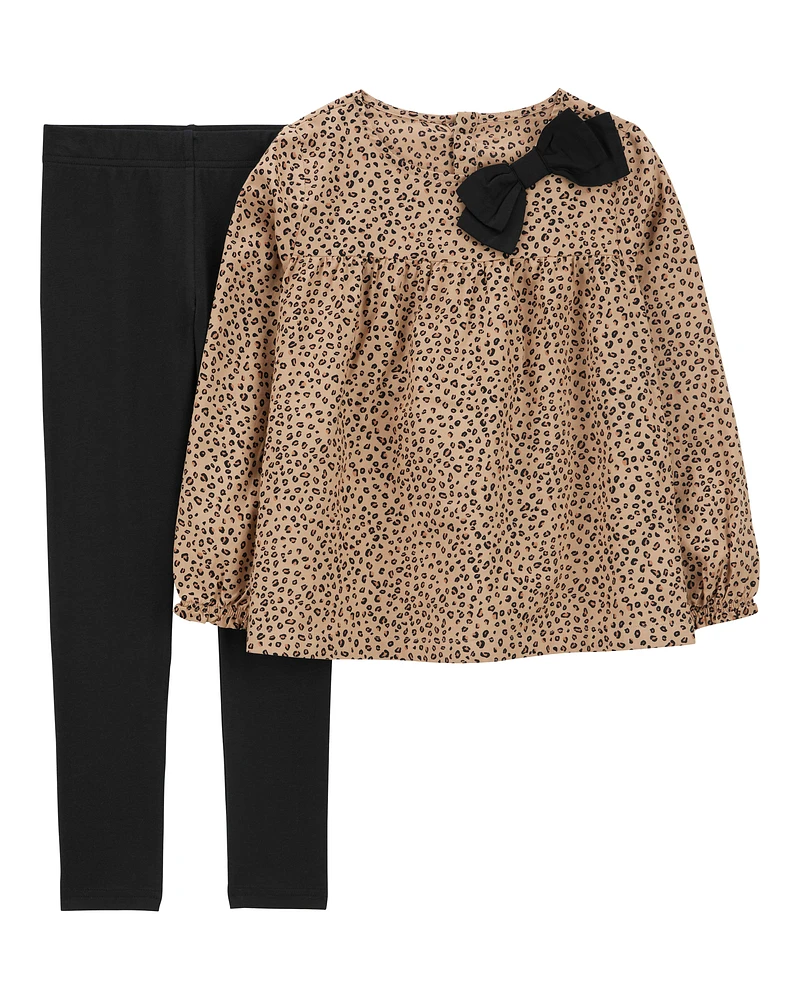 Kid 2-Piece Leopard Top & Legging Set