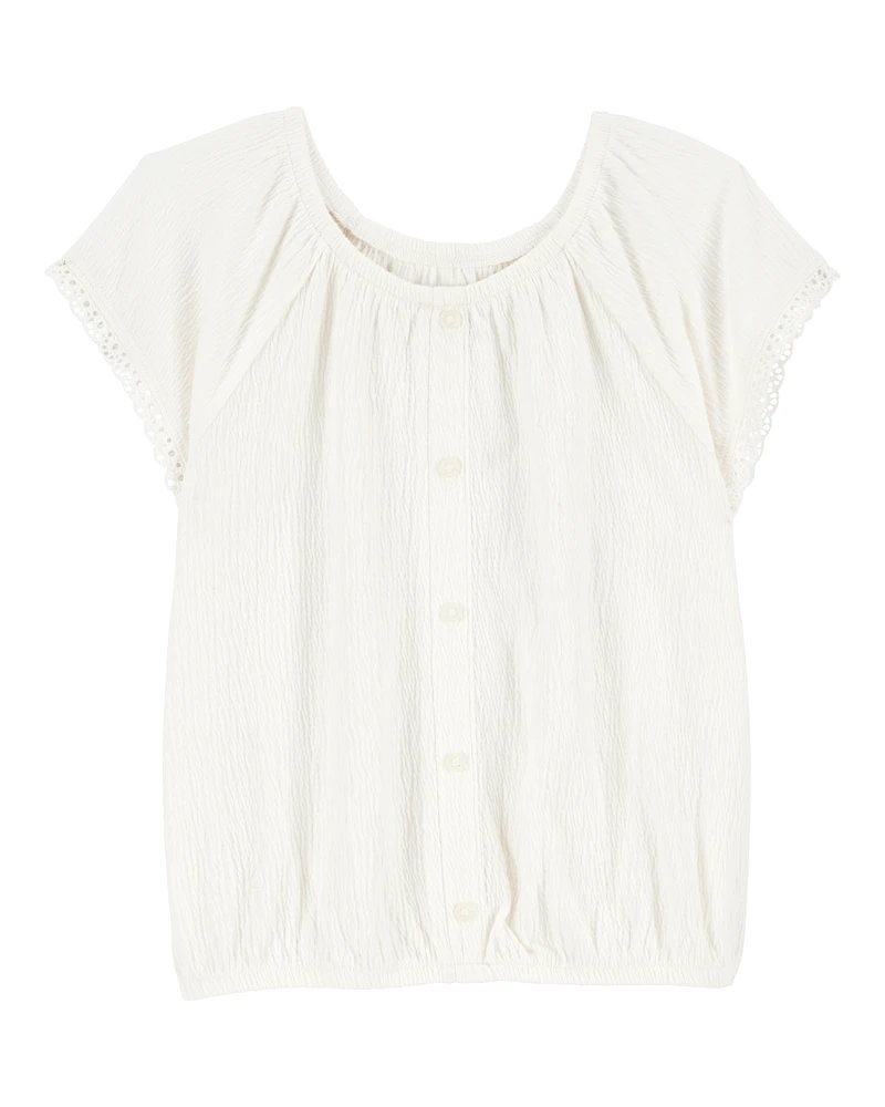 Kid Short-Sleeve Solid Fashion Top - Ivory