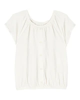 Kid Short-Sleeve Solid Fashion Top - Ivory