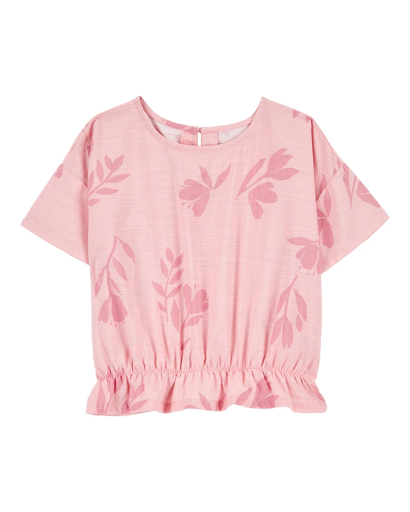 Kid Floral Cinched Top - Pink