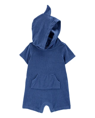 Baby Shark Hood Fastening Romper-Blue