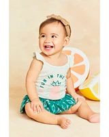 2-Piece Pineapple Bodysuit & Diaper Cover Set