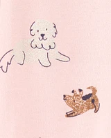 Baby Dog Print 2-Way Zip Cotton Sleeper pyjamas