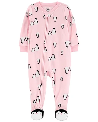 Toddler 1-Piece Penguin Fleece Footie Pyjamas