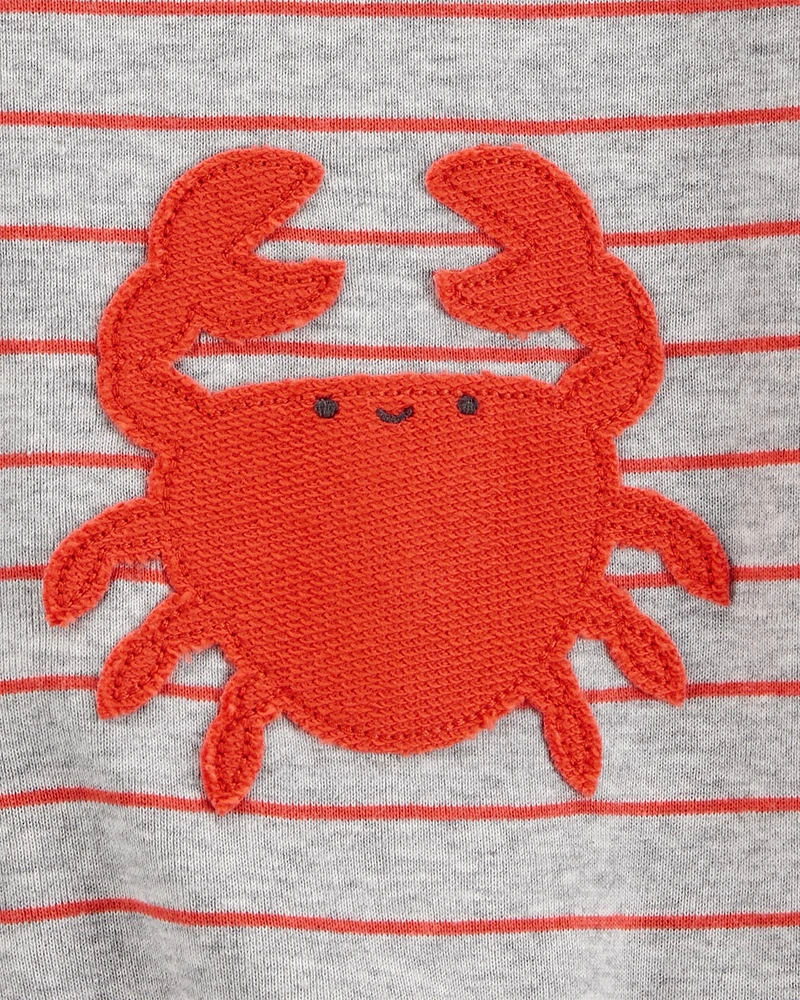 Baby Boy Crab Striped Cotton Blend Short-Sleeve Romper