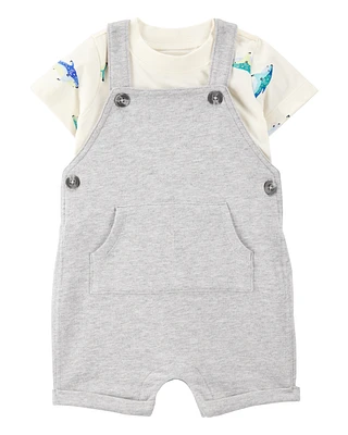Baby 2-Piece Shark Tee & Shortall Set - Grey