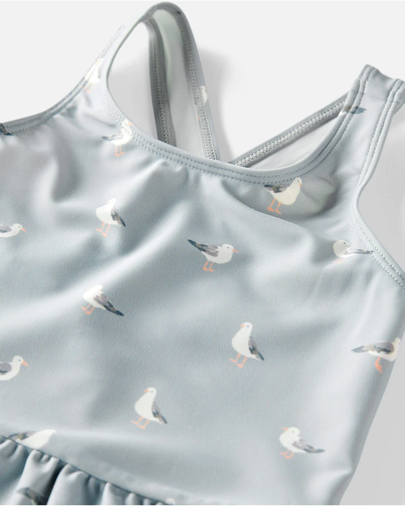 Toddler Girl Recycled Seagull-Print Swimsuit