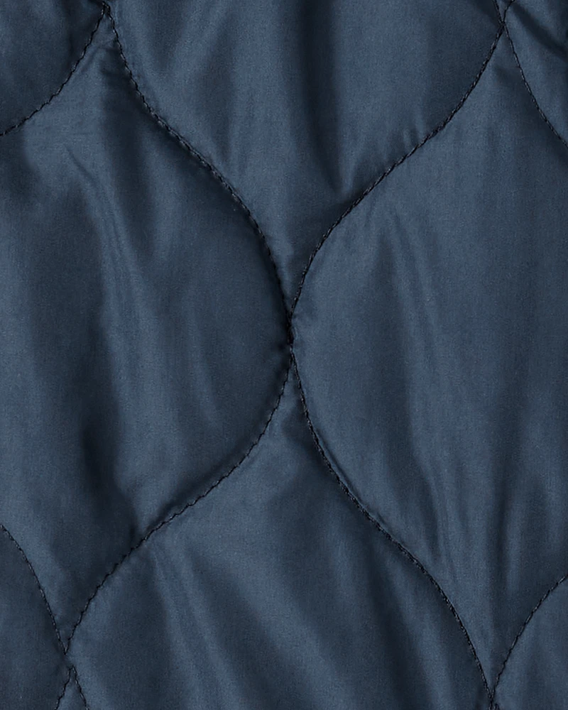 Boys Long-Sleeve Midweight Quilted Bomber Jacket - Navy