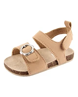 Baby Floral Buckle Faux Cork Sandals - Brown
