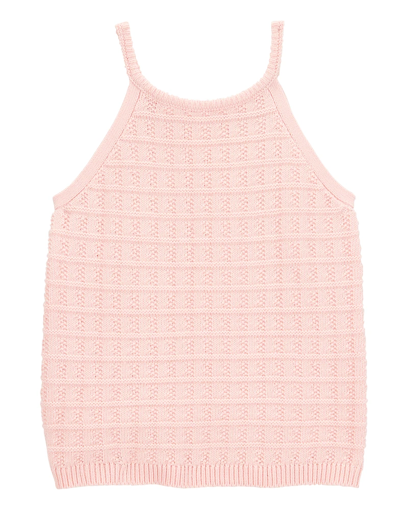 Kid Pink Knit Tank Top