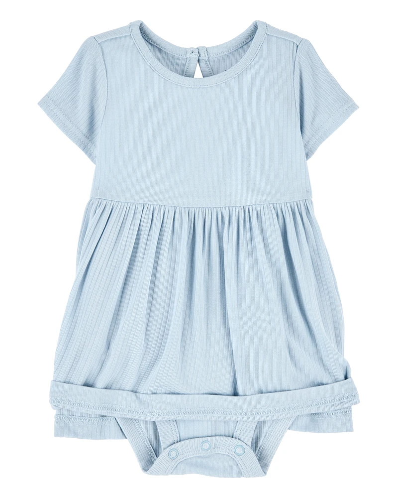 Baby Solid PurelySoft Bodysuit Dress -Blue