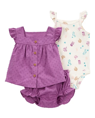 Baby 3-Piece Seahorse Little Diaper Cover Set